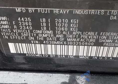 2011 Subaru Legacy 2.5I Limited из США, поврежденный, VIN 4S3BMBK63B3250800